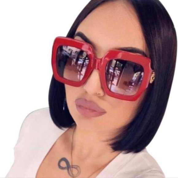 gucci red burgandy gradient square ladies gg0178s0